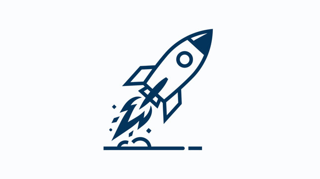 A rocket ship blasts off into the sky with flames and smoke.