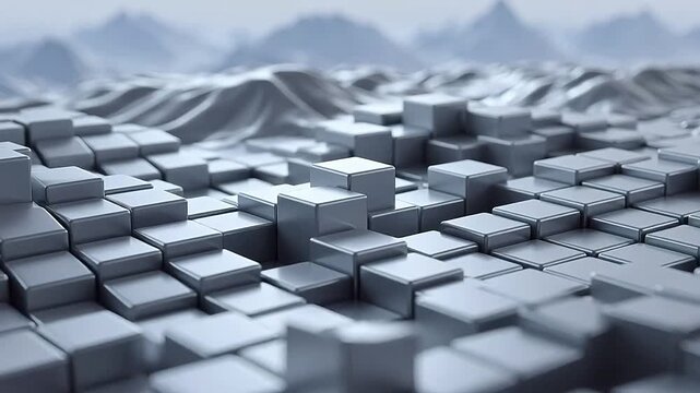 Abstract gray cube terrain