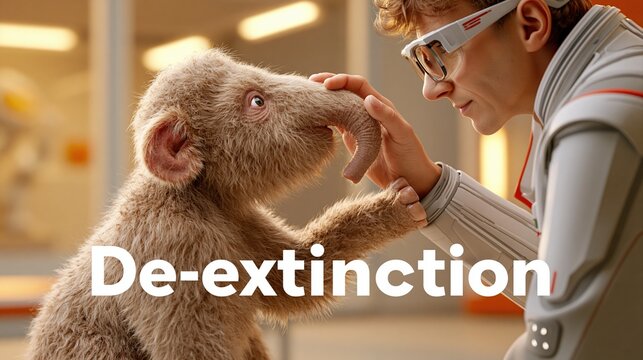 De-extinction scientist with revived mammoth creature