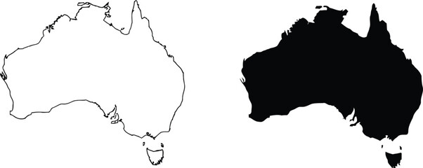 Australia country map outline vector illustration © Ripon