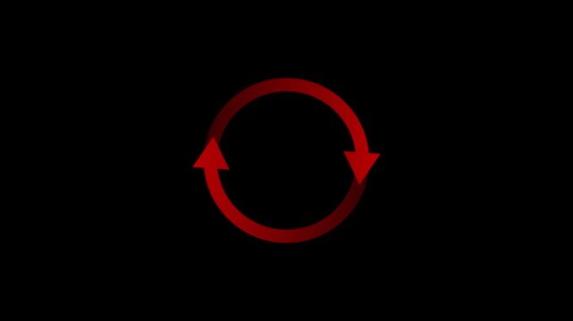 Rotating circular arrows animation on transparent background. Circular refresh reload icon animation.
