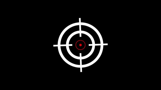 Target icon animation. Military training, Military target icon animation on black background. gun pointer and shouting concept animation.