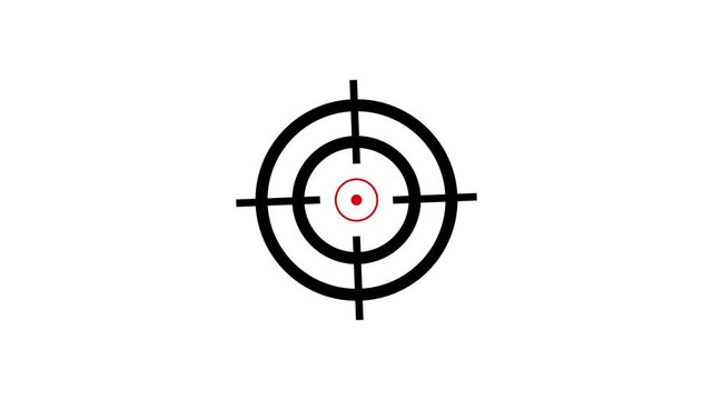 Target icon animation. Military training, Military target icon animation on black background. gun pointer and shouting concept animation.