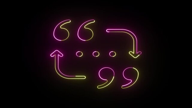 Neon pink and yellow quotes cycle motion graphic arrows communication dialogue