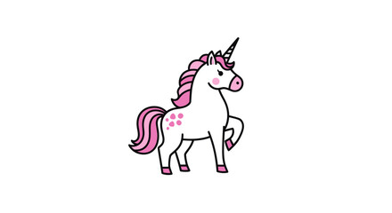 Cute white unicorn with pink mane and tail © zelinazafer