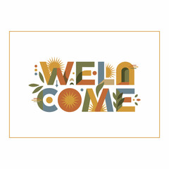 Obraz premium Mid Century Modern Welcome Typography Vector