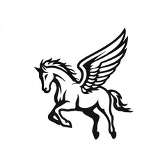 Fototapeta premium Majestic winged horse icon leaping in mid-air
