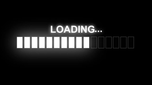 Light loading Screen with Progress Bar and Dot Font Animation Video. Loading bar and percentage Futuristic progress loading bar 0-100 percent.
