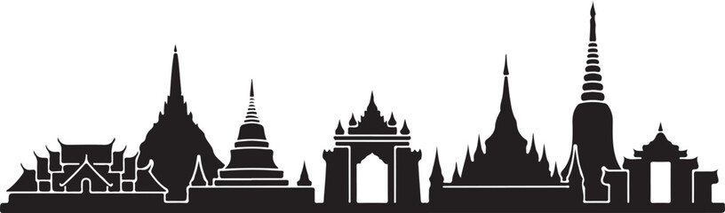 Obraz premium Chiang mai city skyline silhouette vector art