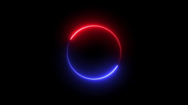 Round circle picture frame with two tone neon color shade on black background. Beautiful colorful neon circle frame loading icon. ring circle looping animation. 4k video. 