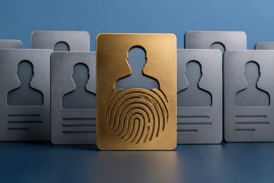 Calm identity security concept with fingerprint access cards