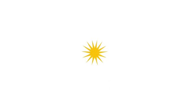 Minimalistic yellow starburst and sunburst animation expanding to fill the screen on a white background