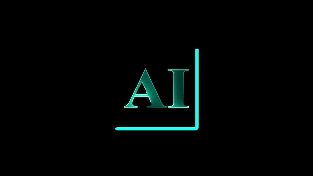Glowing Artificial Intelligence AI Logo Animation with Futuristic Digital Text Symbol on Dark Black Background