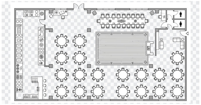Wedding Reception Layout Symbols Vector Set | Round Tables, Dance Floor and Buffet Floor Plan