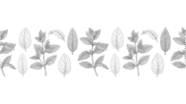 cross hatch mint leaf nature plant collection stitched flora botanical flower blossom embroidery folk ethnic vector illustration graphic design