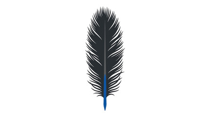 Single black feather with blue quill. © Nurul