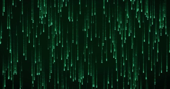 Devanagari characters fall in a phosphor green matrix rain animation with radiant glow and layered parallax effect.