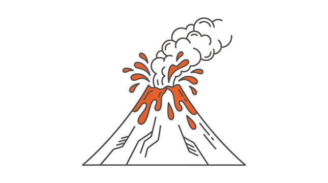 Erupting volcano with smoke and lava.