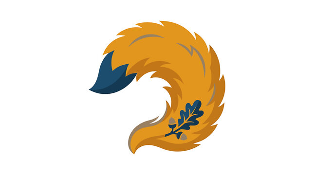Vibrant Orange Fox Tail Illustration Element.