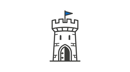 Medieval Castle Tower with Flag. © Cowok