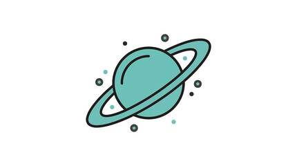 Teal planet with ring system. © Tika