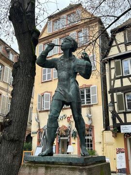 Tit Catcher monument. Close-up. Strasbourg. France.