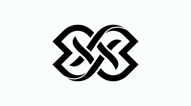 Black interlocking infinity loop geometric knot symbol.