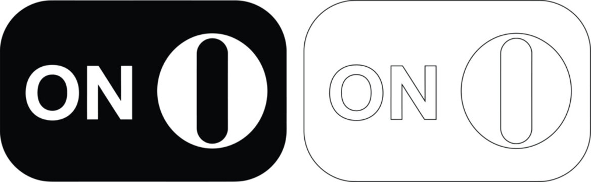 On switch toggle icon set in solid and linear style with interface silhouette interaction