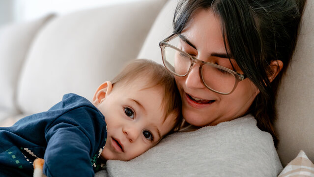 Mother and baby enjoying quality family time