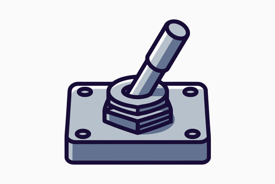 Industrial toggle switch or heavy duty mechanical joystick control depicted as a simple vector cartoon illustration.