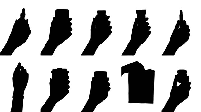 Hand gestures and sign language icons isolated on transparent background, Vector