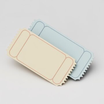 Two blank movie tickets on white
