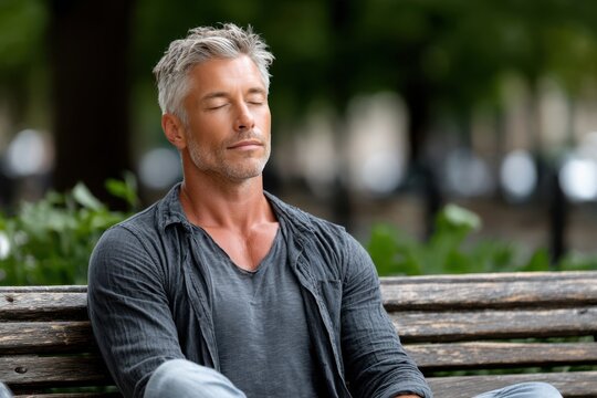 Man relaxing on a bench in a park during a sunny afternoon