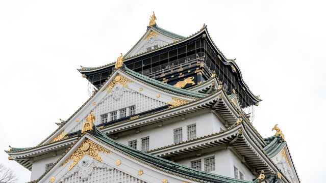 Osaka Castle main tower with ornate golden details