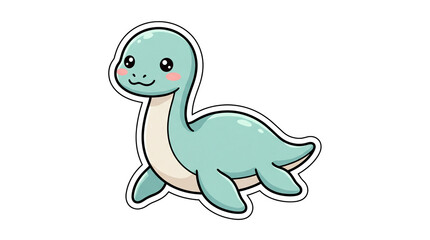 Fototapeta premium Cute Cartoon Plesiosaur Illustration