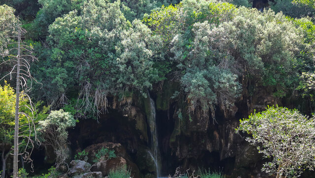 Nacimiento del R&iacute;o Cuervo , a&eacute;rea sobre las cascadas y el rio que le aporta el caudal.