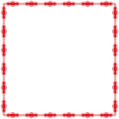 Fototapeta premium Clean square frame border made of red abstract wavy decorative shapes