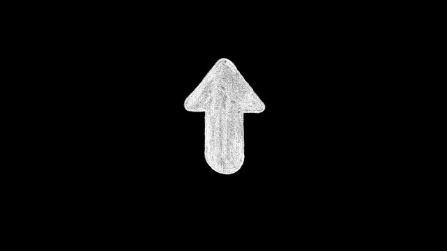 White Hand Drawn Chalk Arrow Pointing Up Animation on transparent background