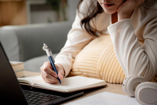 Concept of Online education. man use Online education training and e-learning webinar on internet for personal development and professional qualifications. Digital courses to develop new skills