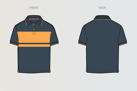 Polo Tshirt Flat Drawing variations cut & sew and full sleeve