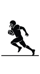 Obraz premium American football player in full gear runs quickly with the ball during a high stakes offensive play in a professional game.