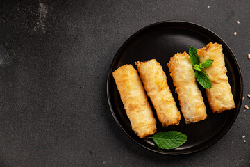 Nam pork filling Vietnamese rice paper rolls, a traditional dish of Vietnamese cuisine spring roll...