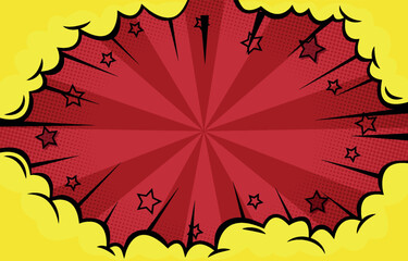 Blank comic explosion frame on red pop art background © Romeo