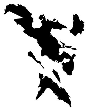 A contour map of Bicol Region. Filipino region silhouette