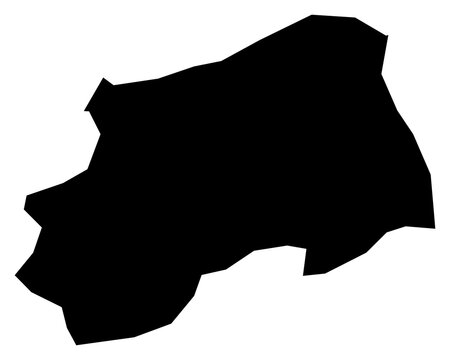 A contour map of Aileu. Timorese district regencies silhouette