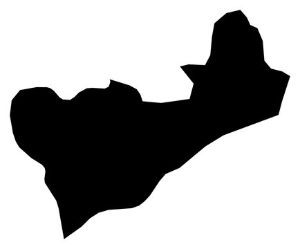 A contour map of Cova Lima. Timorese district regencies silhouette