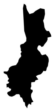 A contour map of Badulla. Sri Lankan district silhouette