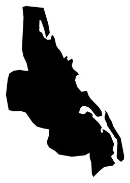 A contour map of Batticaloa. Sri Lankan district silhouette