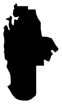 A contour map of Al Rayyan. Qatari municipality silhouette