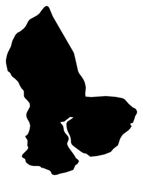 A contour map of Yangon. Burmese region silhouette